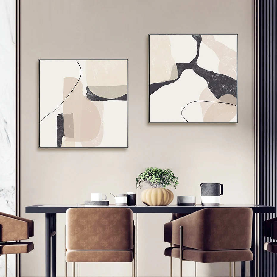 Абстрактный Бежевый Мраморный геометрический Графический холст рисунки постер