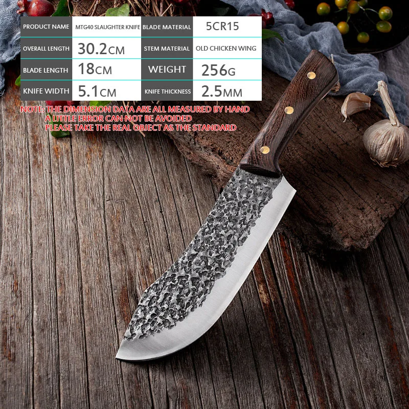 

IGOODS 7 inch Handmade Forged Kitchen Knife Meat Cleaver Sharp Chinese Chef Knife Chopper Slicing Butcher Knife Outdoor Camping