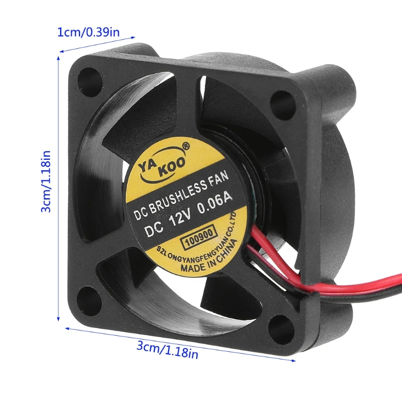 

DC 12V 0.13A 2-Pin 30x30x10mm PC Computer CPU System Brushless Cooling Fan 3010