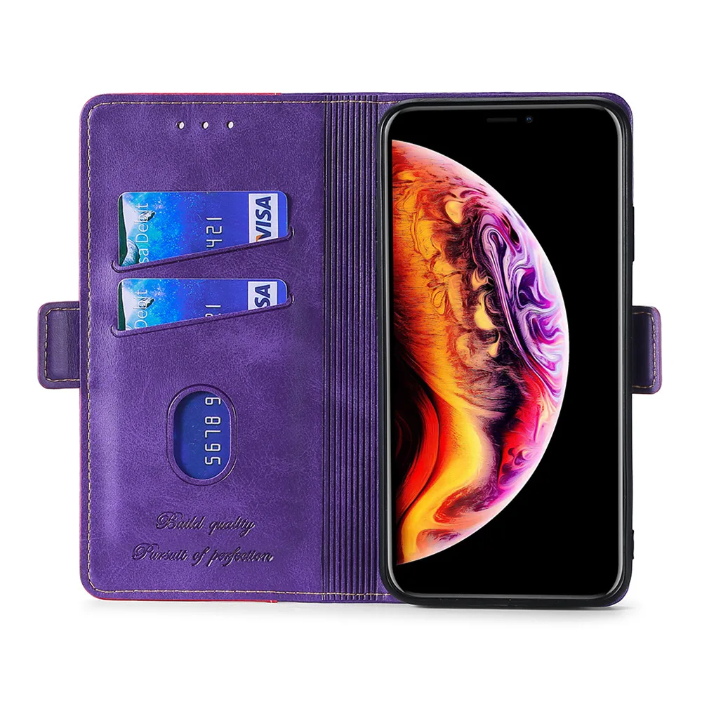 

Contrast Color Wallet Mobile Phone Holster for Iphone 13 Pro Promax Flip Type Mobile Phone Protective Cover with Card Inserted
