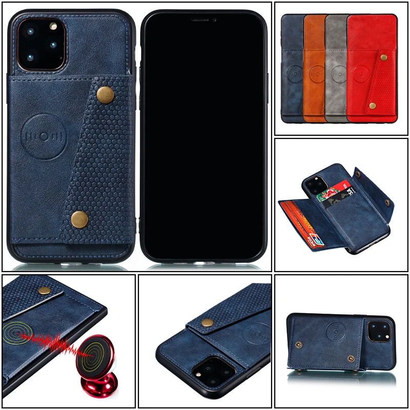 

Fashion Flip Bracket Leather Back Case For iPhone 13 12 Mini 11Pro Ｘ XS XR Max 8 7 6 6S Plus SE 2020 Card Bag Wallet Back Cover