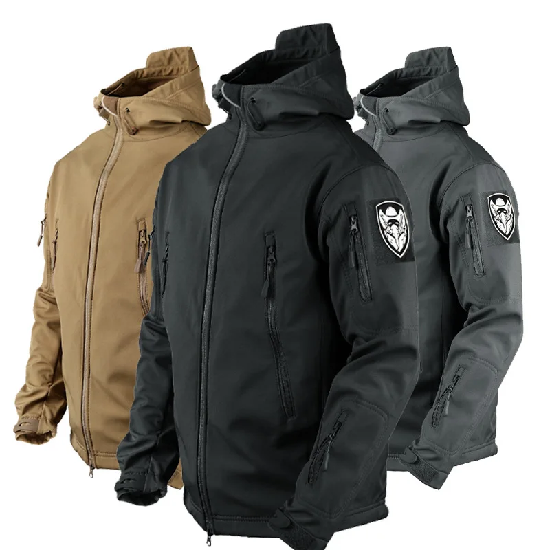 

Tactical Jacket Military Shark Skin Soft Shell Jackets Men Tactical Windproof Waterproof Jacket Hooded Pilot Army Combat Jackets