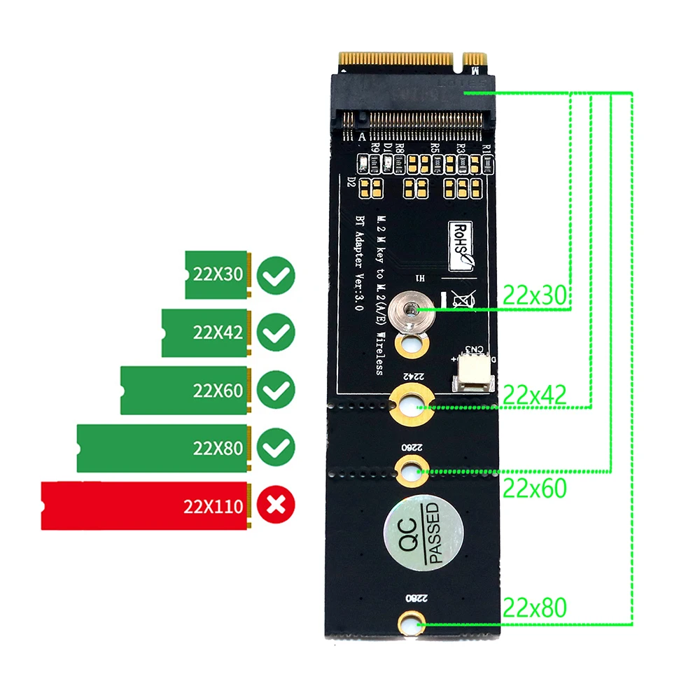 M.2 Wifi адаптер беспроводной Wi Fi Bluetooth ПК NGFF ключ A к M Адаптер для Intel 8265 9060|Сетевые