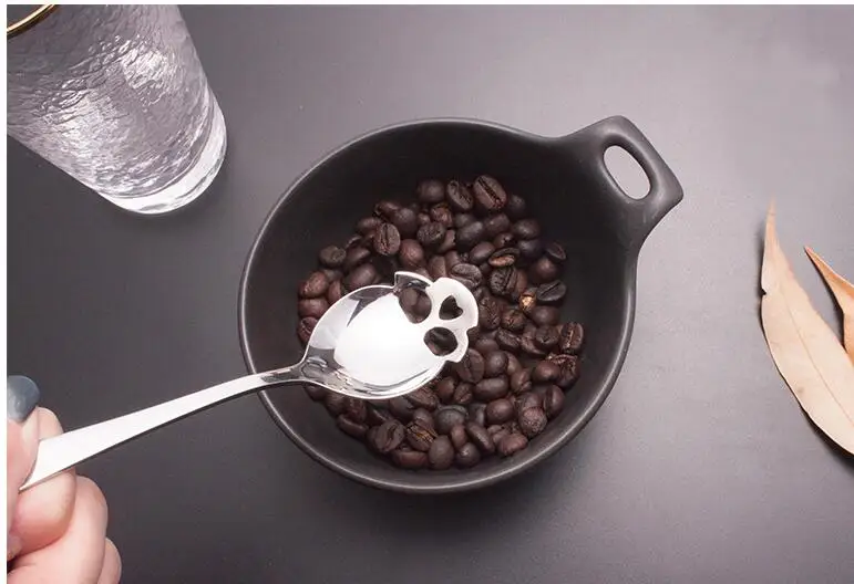 300 шт. модные кофейные сахарные ложки в форме черепа из нержавеющей стали