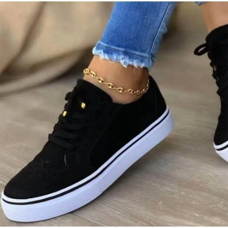 

Women's Casual Summer New Solid Color Lace-up Breathable Flat Sports Outdoor Comfortable Jogging Shoes Zapatos De Mujer 2021