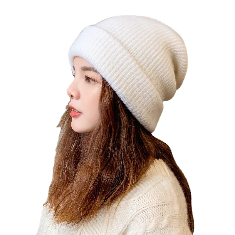 

Hat Female Winter Korean Autumn and Winter Rabbit Fur Knitted Hat Warm All-Matching Earflaps Woolen Hat