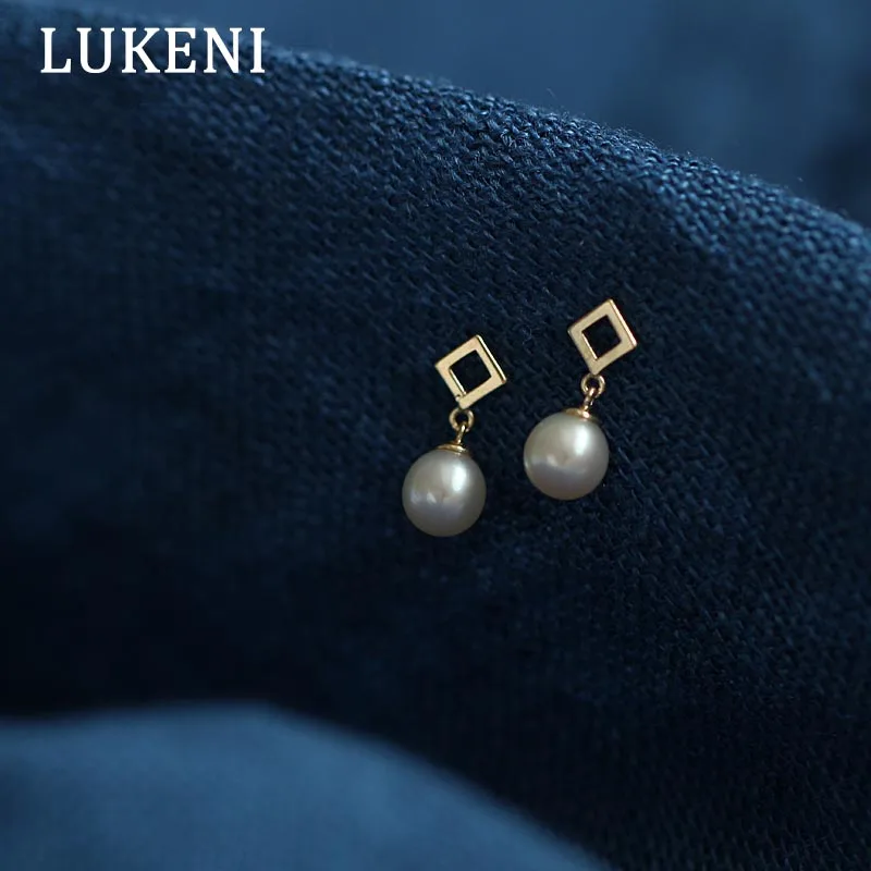 

LUKENI Ladies Pearl Earrings Boutique 9K Gold Material Pearl Earrings Classic Party Simple Ear Jewelry 2020 New Products