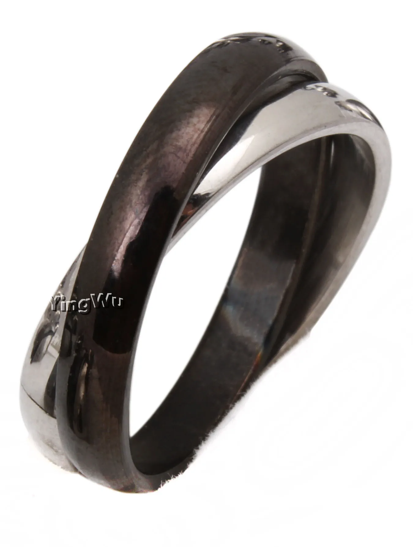 

Yingwu 5pcs Lot Double Band Rolling Ring 316l Stainless Steel 2 Bands Trinity Interlocked Rolling Wedding Band Rings Wholesale