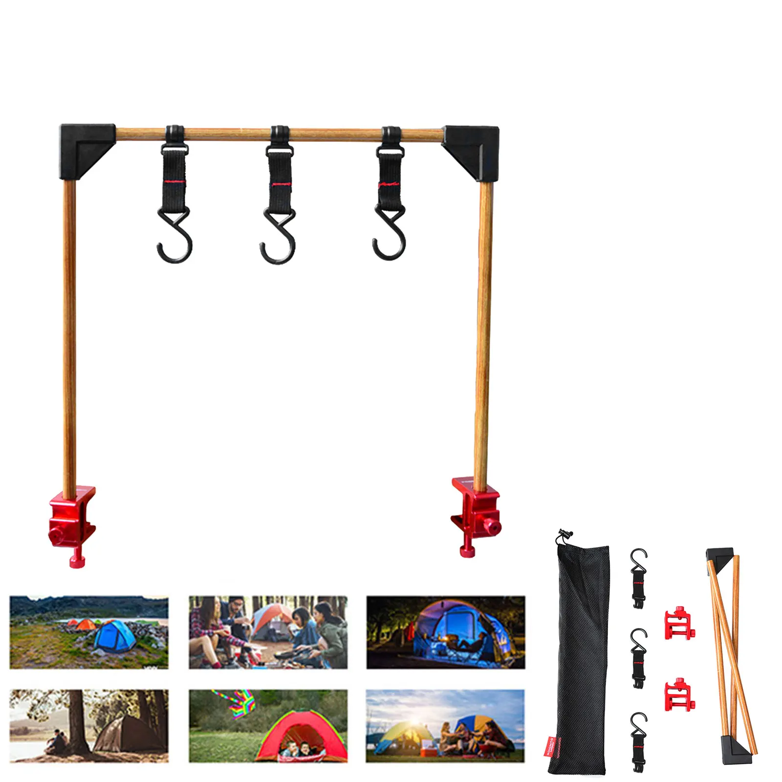 

Desktop Storage Rack Outdoor Camping Picnic BBQ Tableware Rack Storage Organizer Hanging Rack Detachable Multifunctional Bracket
