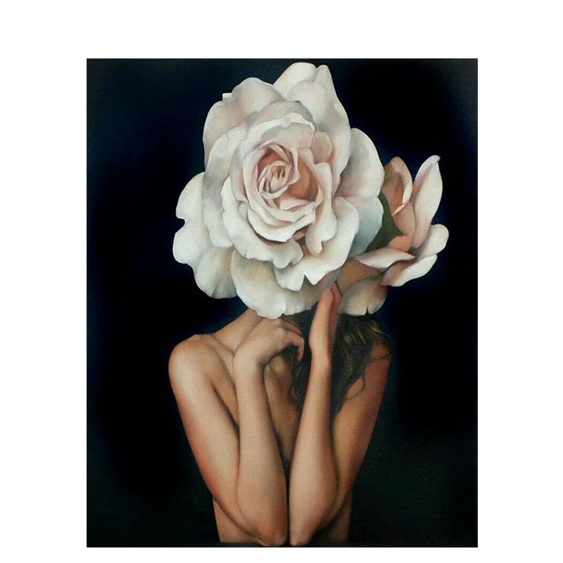 PhotoCustom Paint By Numbers Kits Flowers And Women DIY 60x75cm Oil Painting By Numbers On Canvas Frame Digital Hand Painting