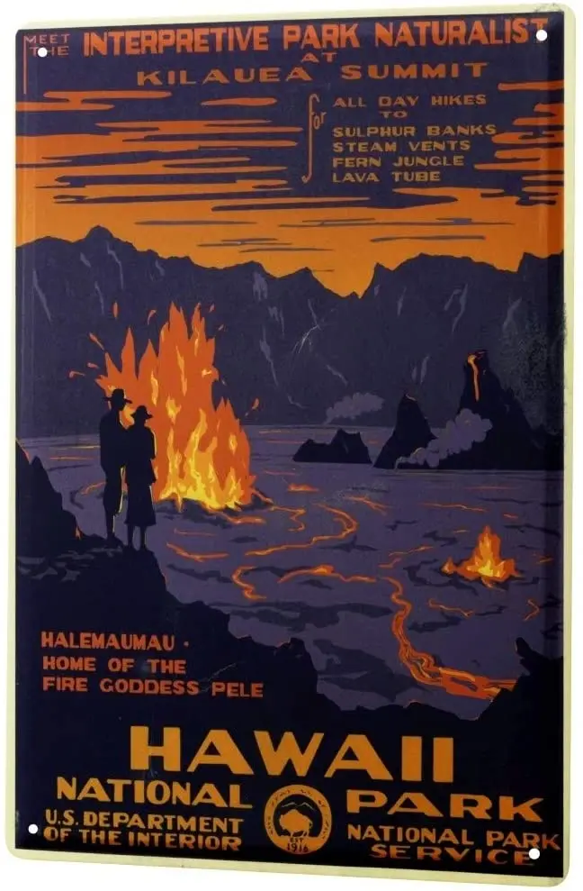 

С 2004 года, жестяная металлическая пластина, декоративная табличка, домашний декор, таблички Globetrotter, национальный парк Гаваи, металлическая ...