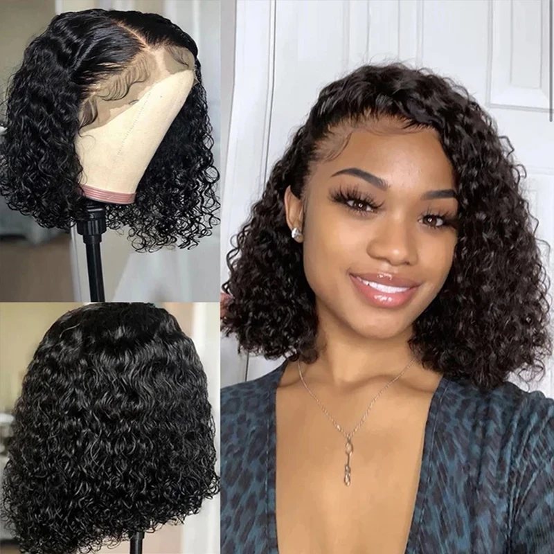 Short Curly Human Hair Wig Curly Deep Wave Bob Lace Front Full Wigs For Black Women 14inch Wig 100% Brazilian Real Remy Hair