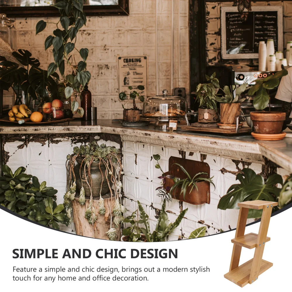 

1pc Balcony Flowerpot Shelf Multilayer Flower Shelf for Home (Light Brown)