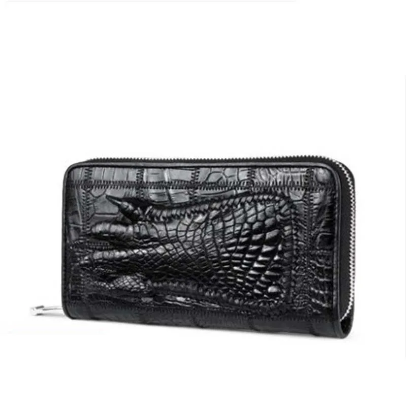 

gete new Thailand crocodile leather wallet male long men purse large capacity crocodile men wallet men clutch bag