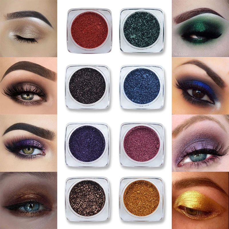 Блестящие монохромные тени для век 12 цветов мерцающие Макияж губ пудра невесты