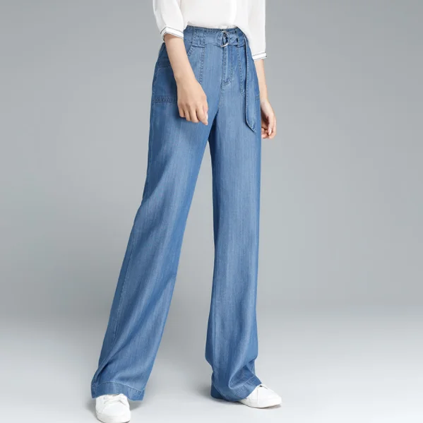 Новинка 2020 женские тонкие джинсы свободные с широкими штанинами прямой синий
