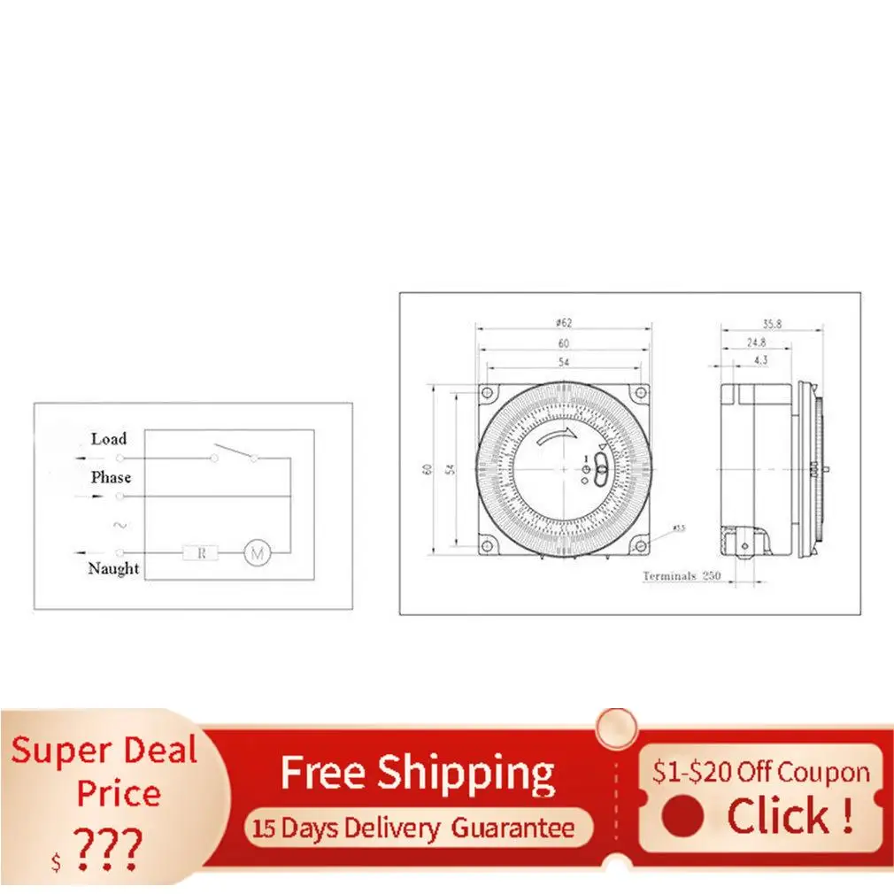 

Mechanical Timer 250V Counter Reminder 24h Kitchen Energy Saving Controller Industrial Timing Switch новый год 2022