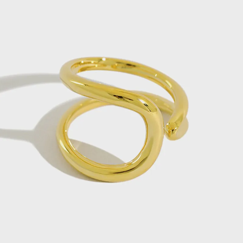 Женское кольцо с двумя гладкими линиями из стерлингового серебра 925 пробы Ins