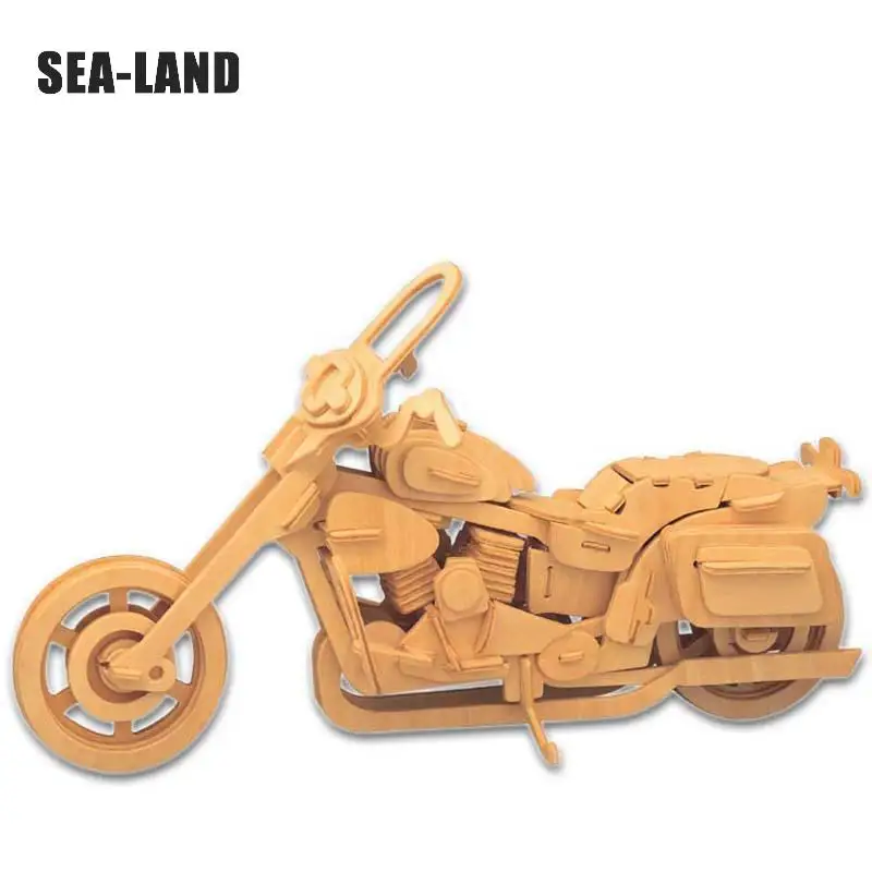 Детские игрушки Деревянный 3d пазл для детей мотоцикл HD II Монтессори обучающая