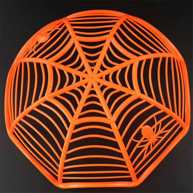 Корзина для конфет в виде паутины на Хэллоуин черная оранжевая конфетная миска