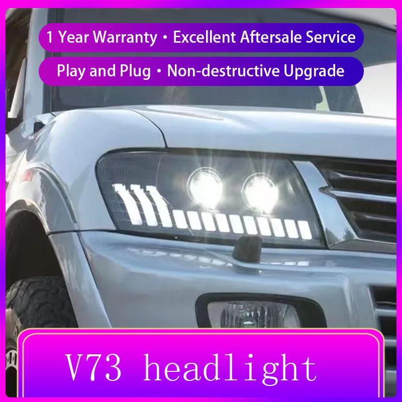 

Новое поступление для Mitsubishi Pajero Montero V73 светодиодные фары ангельские глазки 2000-2012 год Полный светодиод