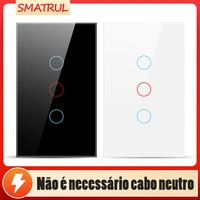 smatrul touch light switch brazil 110v 220v us no neutral wire glass screen panel electric smart wall on off control led lamp
