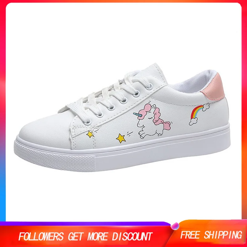 

Women Shoes Fashion Funny Cute Cartoon Animation Microfiber Rubber Sole Lace Up Casual Shoes Outdoor Walking Shoes Zapatos Mujer