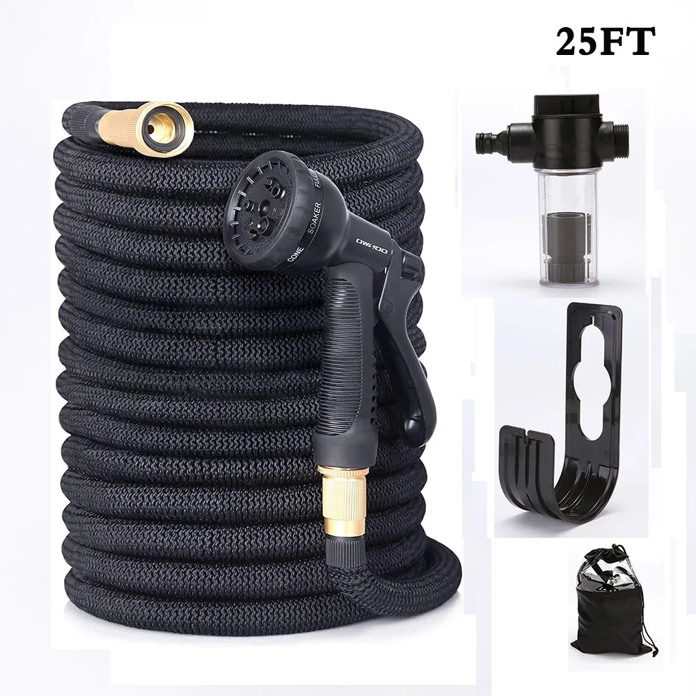 

25FT Garden Hose Expandable Magic Flexible Water Hose EU Hose Plastic Hoses Pipe With Spray Gun To Watering Car Wash Spray