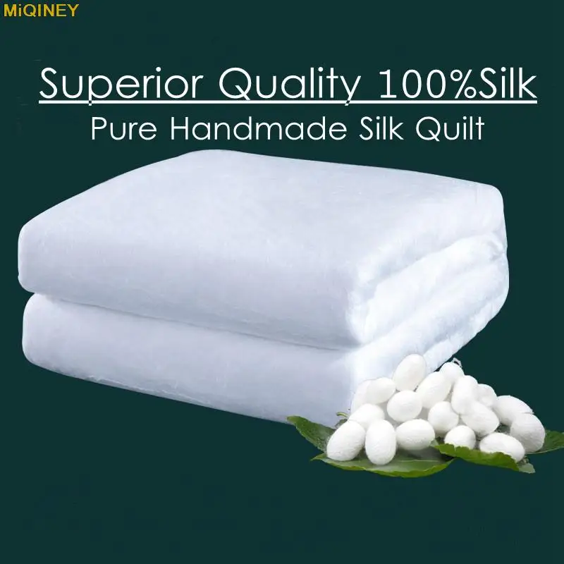

100%Silk Quilts Superior Quality Pure Handmade Chinese Silk Comforter Combed Cotton Jacquard Cover Fabric Silk Blankets 3 colors