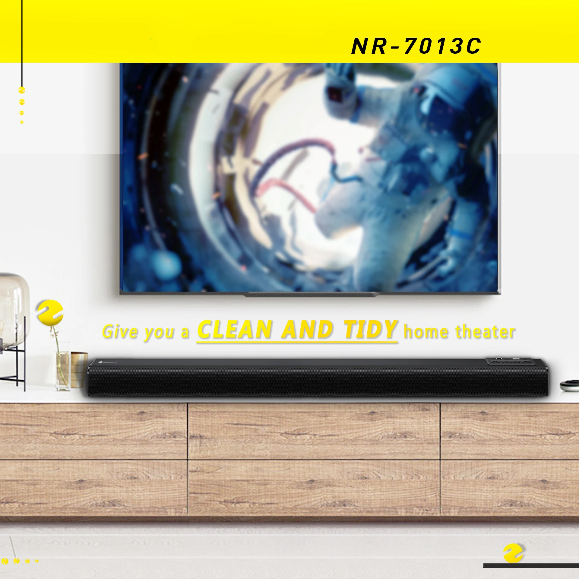 

Marsea 4*5W TV Sound Bar Wired and Wireless TV Speaker with FM-Radio Bluetooth-compatible Home Surround SoundBar for Theater
