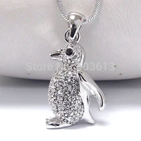 popular alloy animal penguin short snake chain pendant necklace 3 5cm one piece xy139