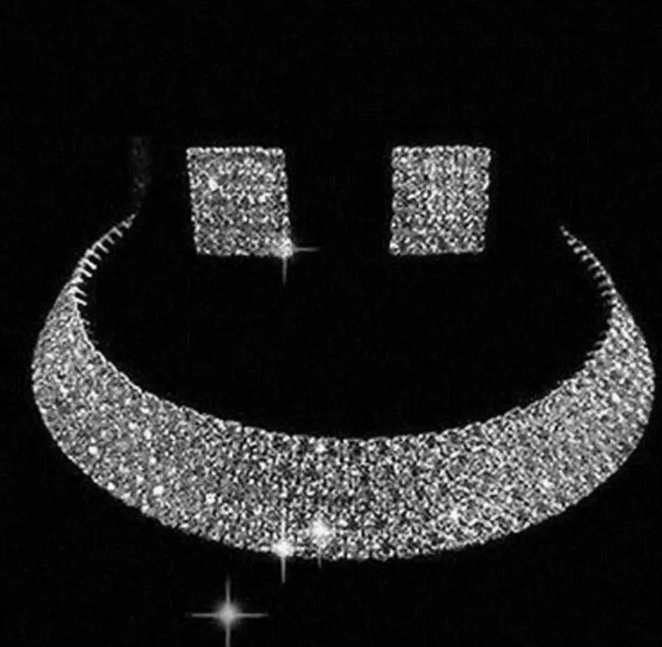 Ювелирный набор ювелирные изделия 5 строк свадебные вечерние с кристаллами