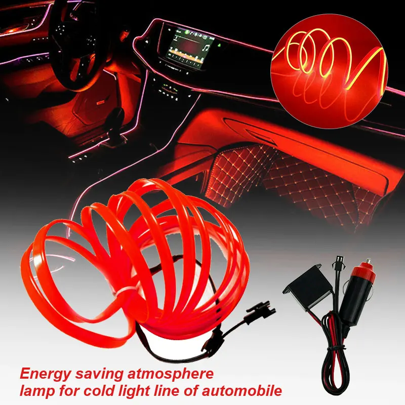 

Universal 200cm Red LED Car Atmosphere Wire String Strip Rope Tube Light Car Interior Light Decorative Accessories
