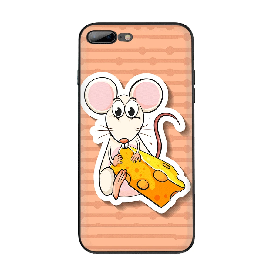 B6 Чехол для мобильного телефона из ТПУ для iPhone 11 Pro XR X XS Max iPhone 7 8 6 6s Plus 5 5S SE, чехол с милой мультяшной мышкой с сыром - Цвет: B6