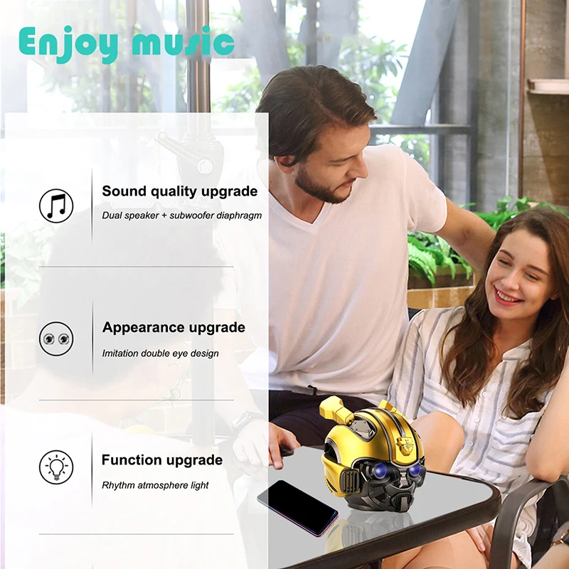 Шмель шлем Bluetooth динамик мини беспроводной стерео громкий динамик s Fm радио Usb Mp3 TF умный сабвуфер синий зуб 5,0 портативный