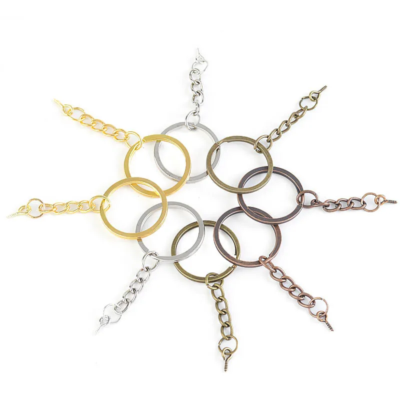 Брелок для ключей с петлей кольцо Бронзовый родиевый цвет под золото комплект из