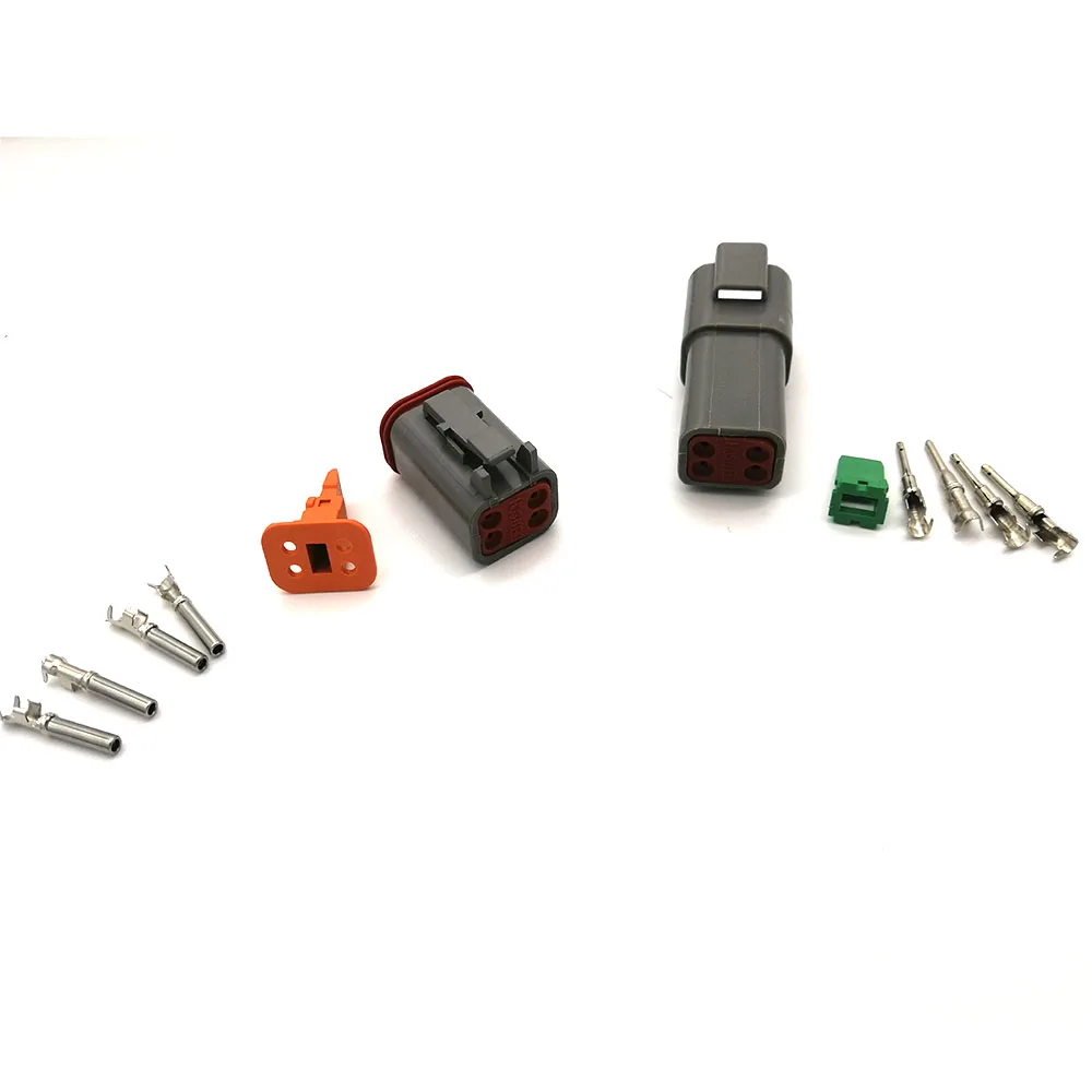 

10Set 4Pin DT06-4S DT04-4P Waterproof Electrical Automotive Wire 14-18 AWG Grey For Deutsch Connector Motor Car