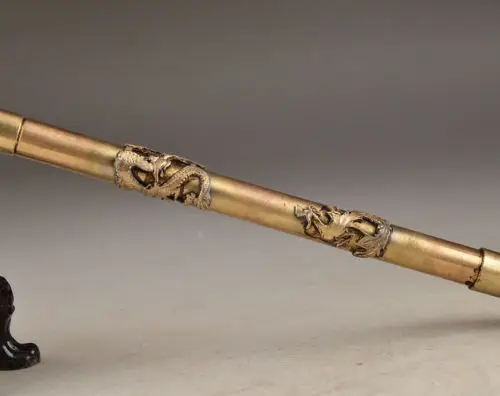 Arts Crafts Copper Elaborate China Brass Old Handwork Dragon Phoenix Exorcist Auspicious Smoking Pipe Tool | Дом и сад