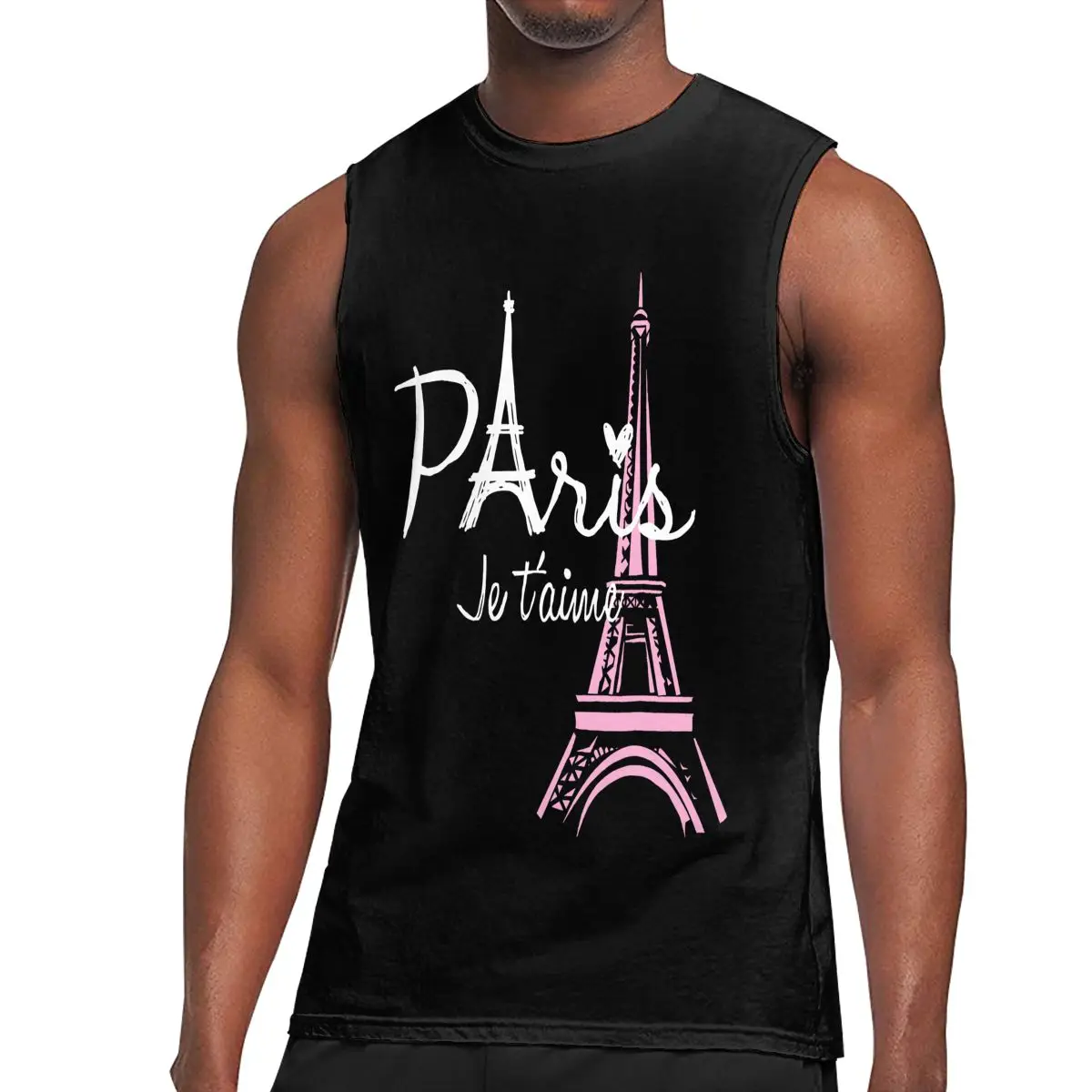 Мужская винтажная сувенирная майка I Love Paris с изображением Эйфелевой башни|Майки|