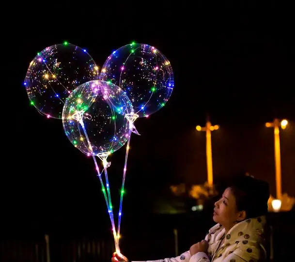 Round Balloon Светодиодный Звезда БОБО воздушный шар прозрачный светящийся светодиодный гелия Единорог клипсы для воздушных шаров, Беби Шауэр детский игрушки для вечеринки в честь Дня Рождения для свадебной вечеринки - Цвет: Round Balloon