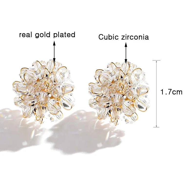 

LEEKER Crystal Exquisite Fashion Flower Stud Earrings Gold Silver Color For Women Wedding Party Accessories Jewelry 067 LK6