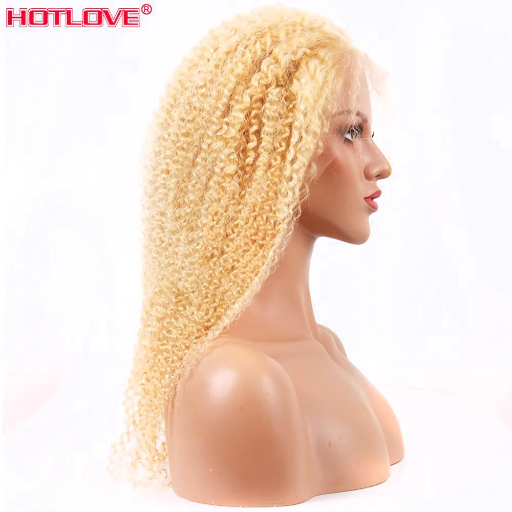 Парики из 613 блонд на сетке спереди парики человеческих волос афро кудрявые