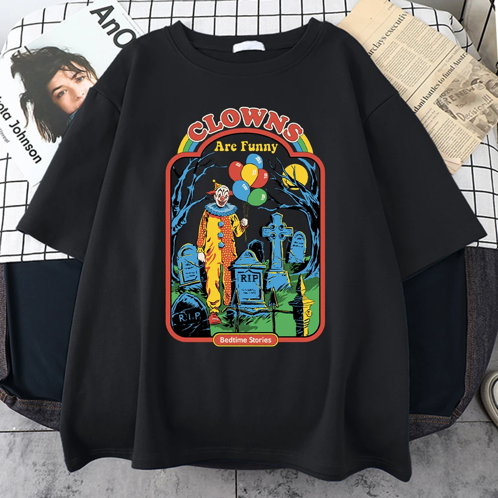

Clowns Are Funny Cartoons Printing Men Tshirt Creativity Comfortable T-Shirts Vogue Fit T-Shirt Street Loose Mans Streetwear