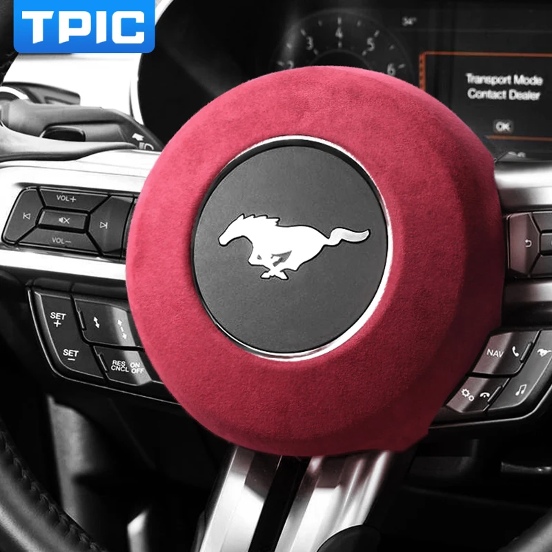 

TPIC Алькантара оболочка для Ford Mustang 2015-2021 Автомобильная Кнопка рулевого колеса отделка декоративная крышка наклейка интерьер автомобильные ...