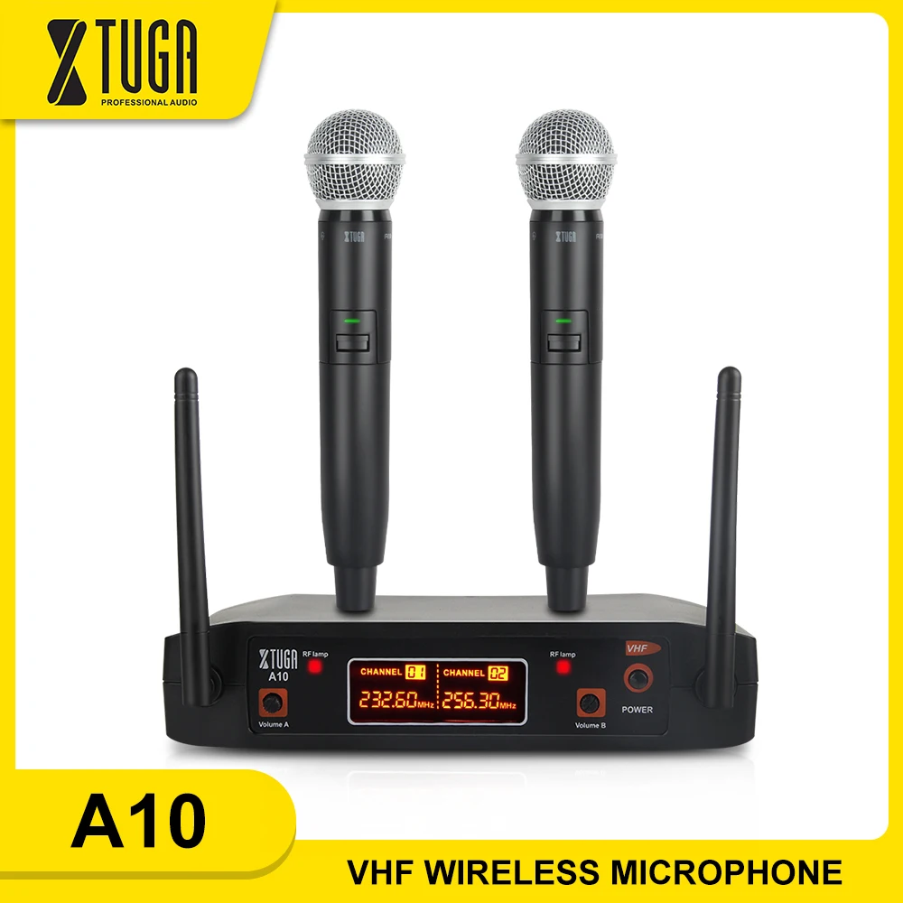 Xtuga A 10 2 канальный VHF беспроводной микрофон дизайн системы с ручными