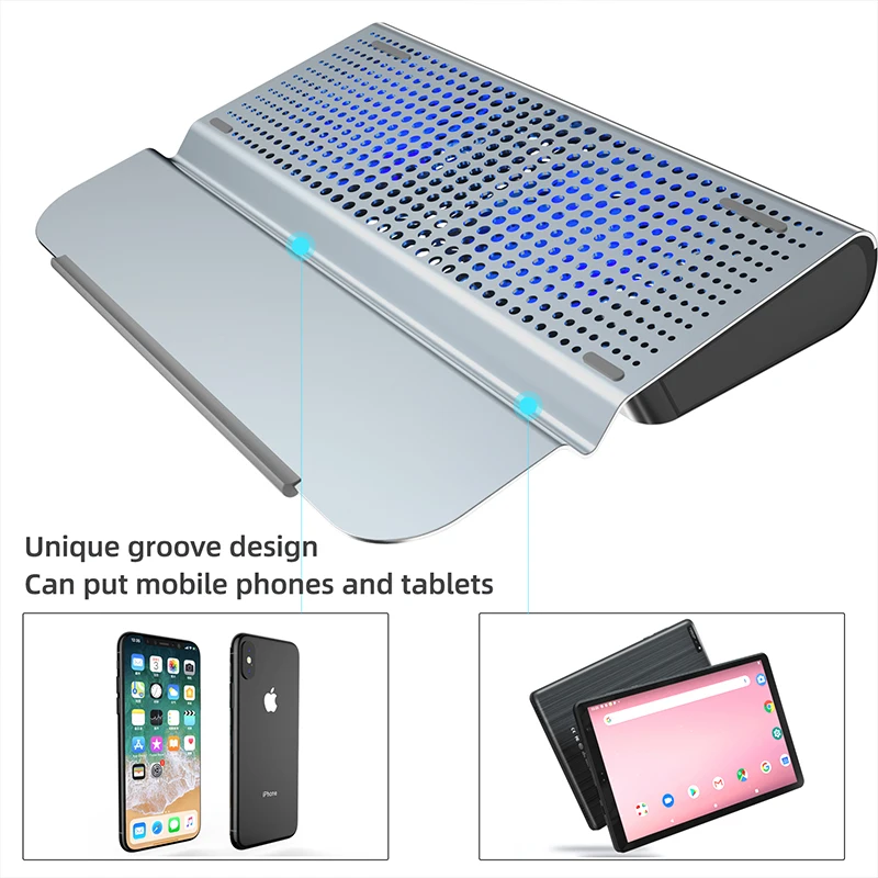 aluminum gaming laptop cooler silent fan portable cooling pad for macbook air pro 11 12 13 14 15 inch alloy bracket 2 usb ports free global shipping