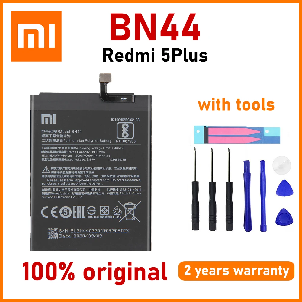 

Xiao Mi Original 4000mAh BN44 Battery For Xiaomi Redmi 5 Plus Phone High quality Batteries With Free Tools+Tracking Number