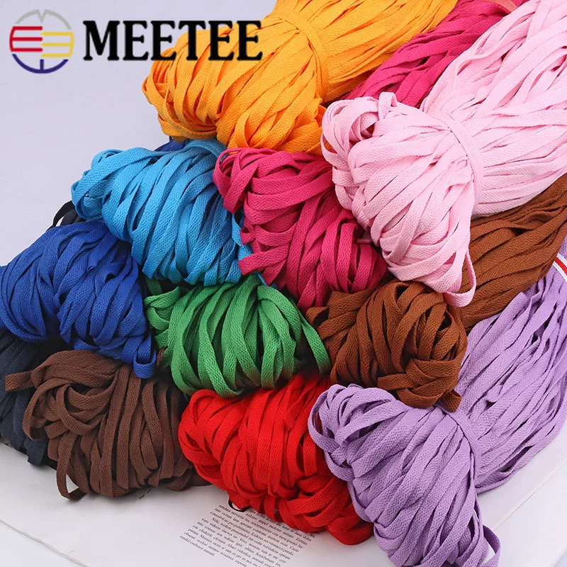 

90M 8mm Flat Twisted Cord DIY Knitted Clothes Hats Trousers Belts Drawstring Shoes Ropes Sewing Tape Bias Binding DIY Crafts