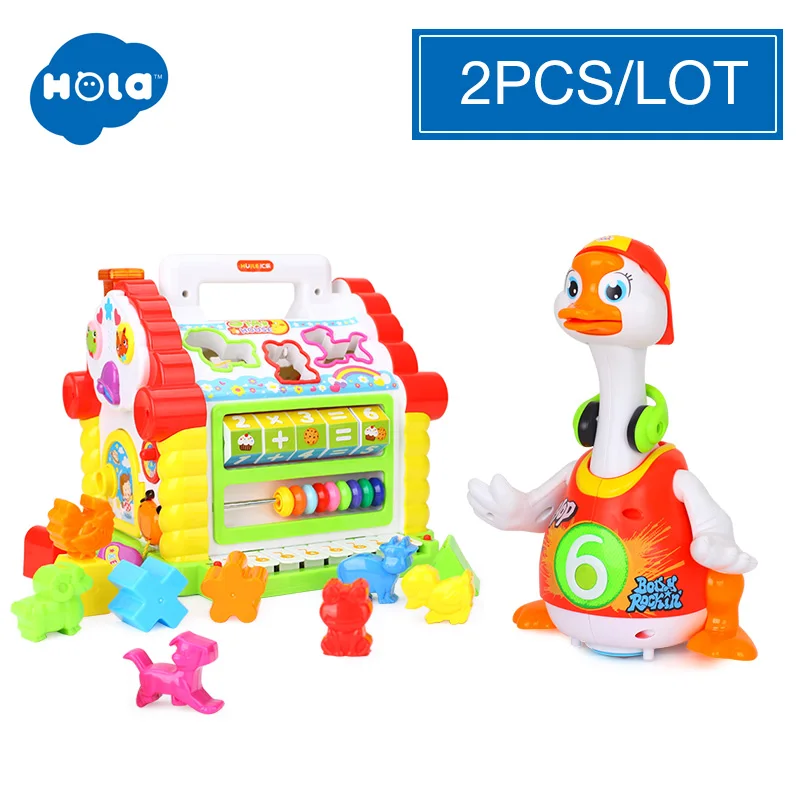 WITHOUT BOX HOLA 739, Многофункциональные Музыкальные игрушки, детский Забавный домик, музыкальные электронные геометрические блоки, сортировка, Обучающие Развивающие игрушки, подарки - Цвет: WITHOUT BOX
