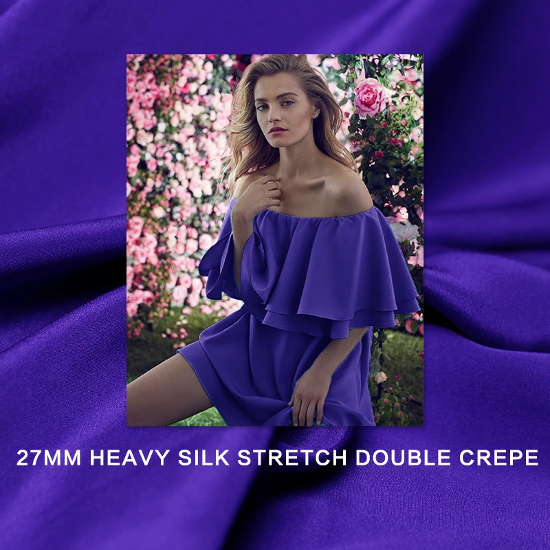 

Pearlsilk 27momme blue colour elastic crepe de chine silk summer pants dress DIY clothes fabrics Freeshipping